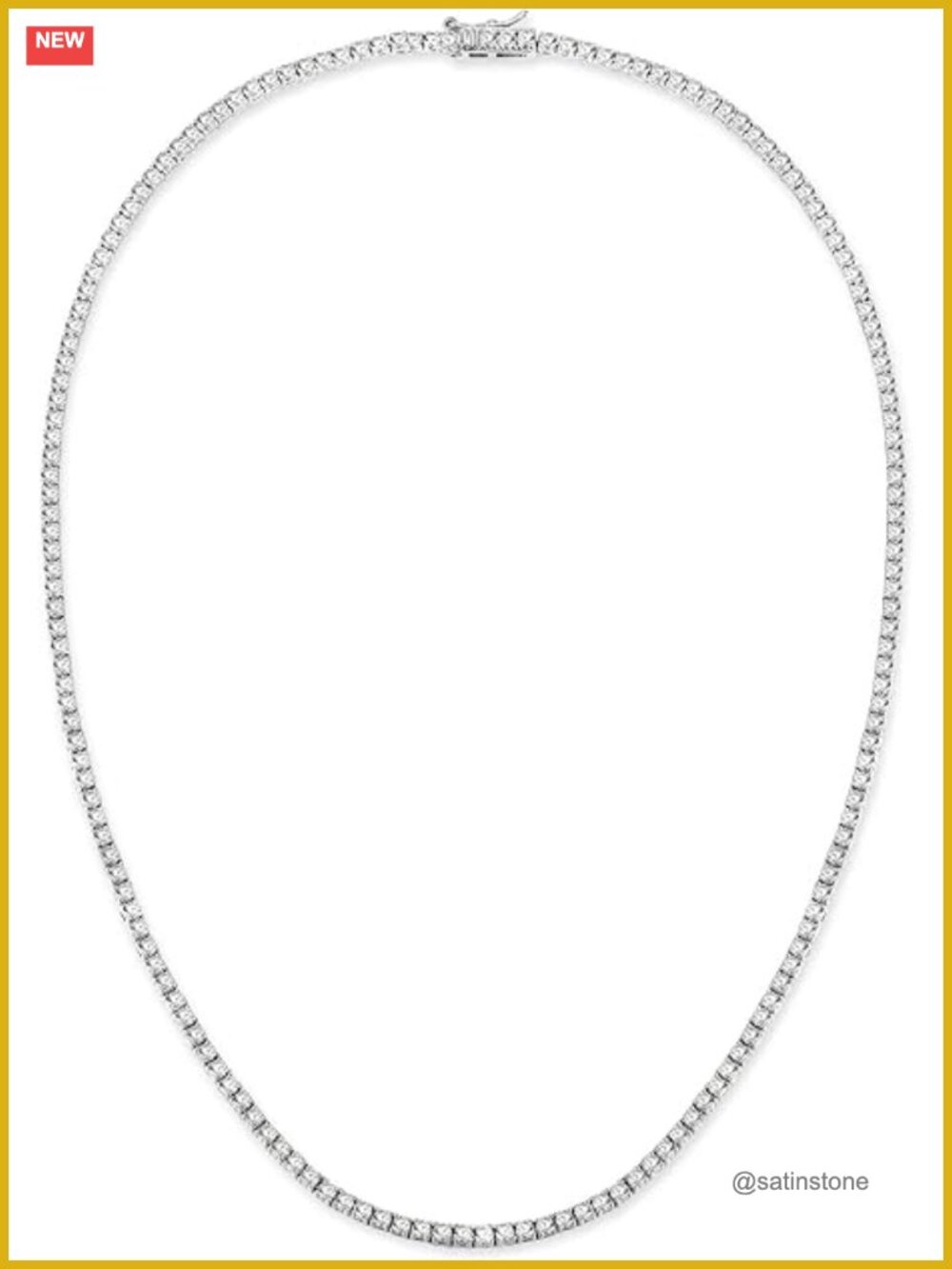 18K White/Yellow Gold Plated 3mm Round CZ Classic Tennis Necklace 16-24 inches